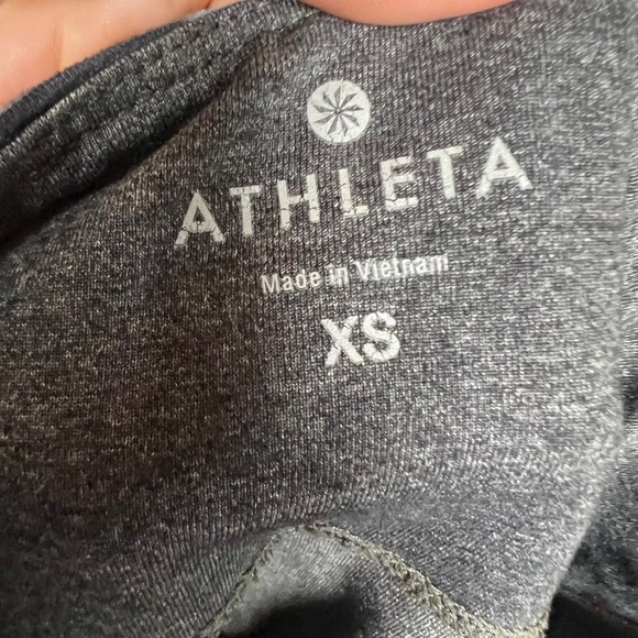 Athleta Gray Leggings Ankle Cropped Heathered Blue Racing Strip Running Women XS - Picture 3 of 10
